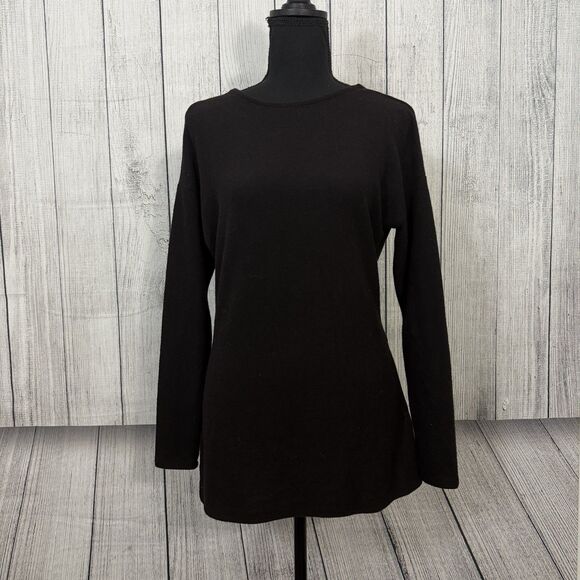 NWT J. Crew Women's XS Black Reversible V-Back Tunic Long Sleeve Sweater h9770 - Picture 1 of 12